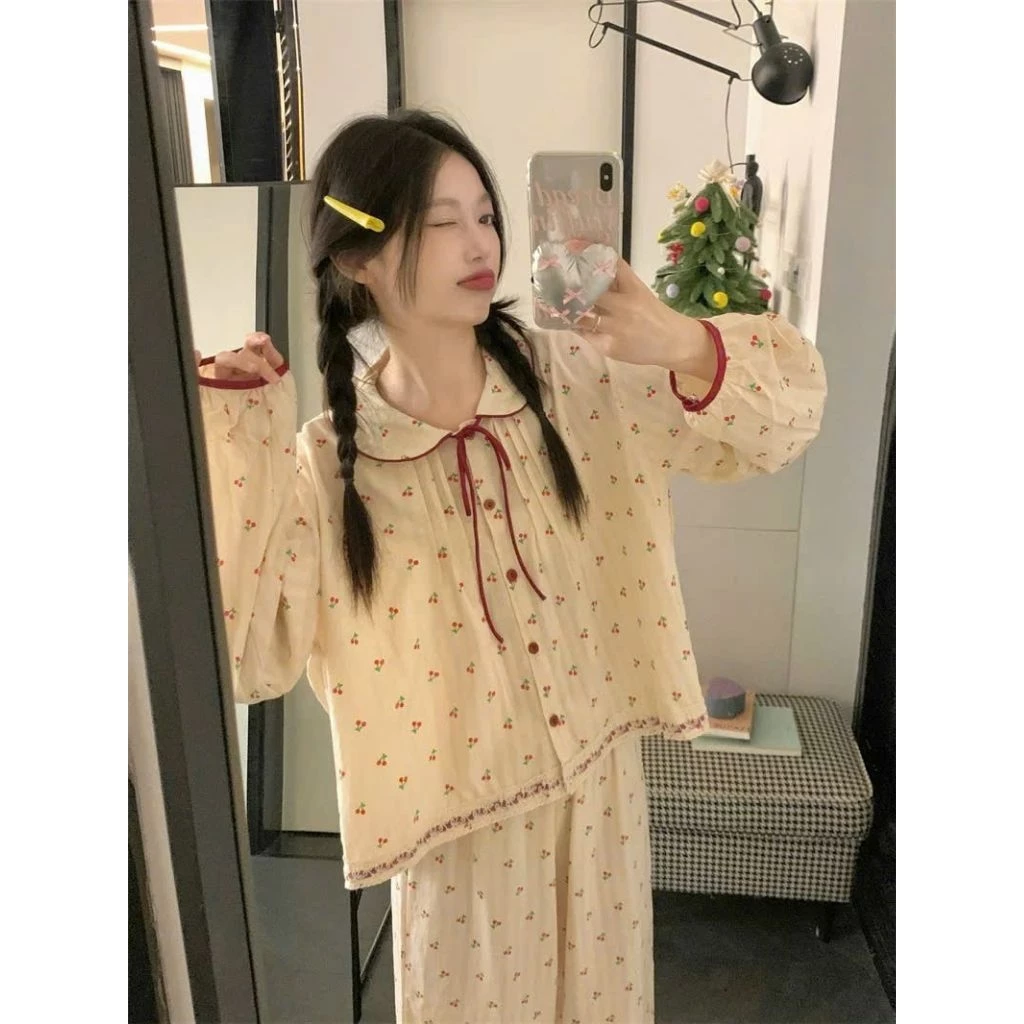 SÉT BỘ PYJAMA DÀI SEN HÌNH CHẤT ĐŨI MỀM MÁI - Image 4