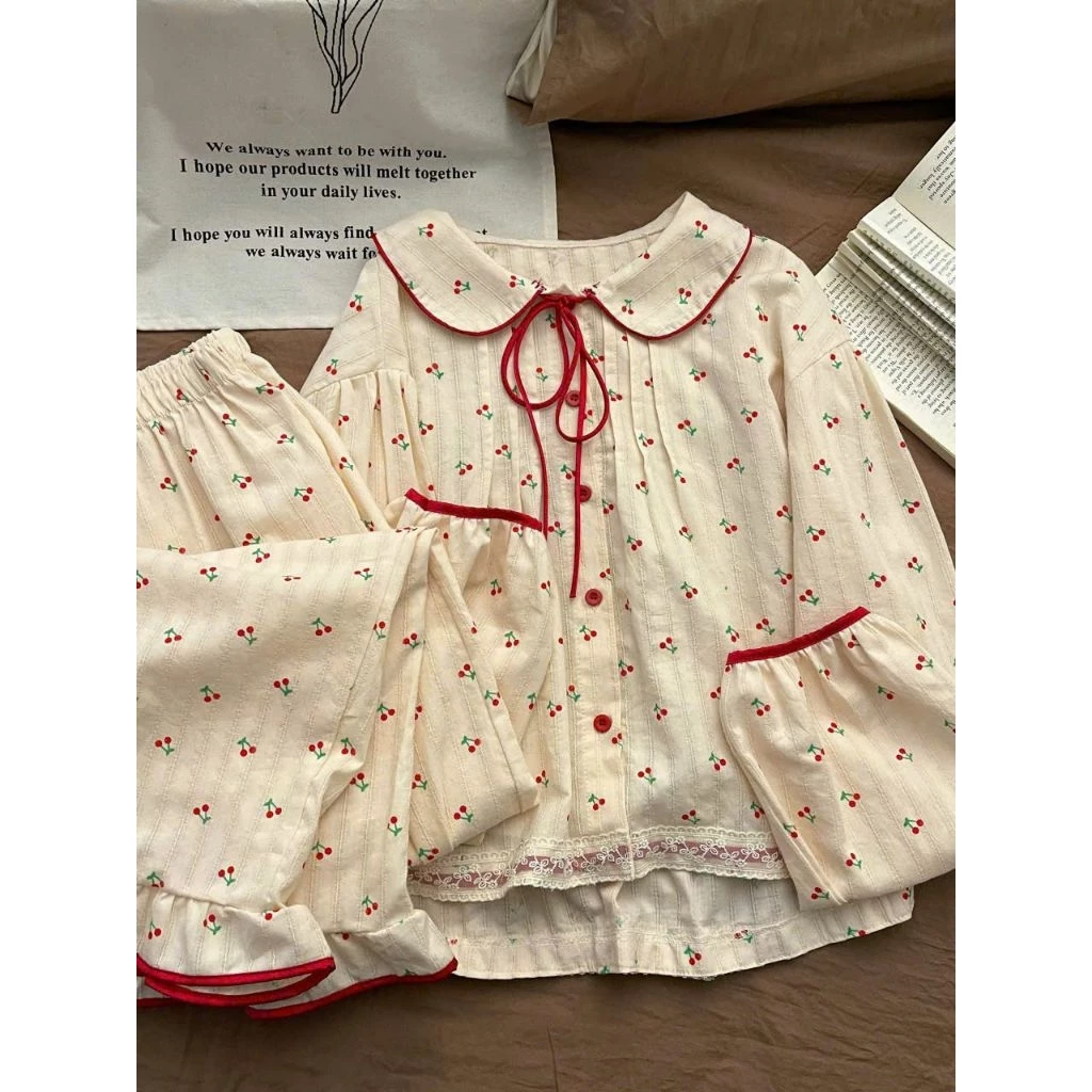 SÉT BỘ PYJAMA DÀI SEN HÌNH CHẤT ĐŨI MỀM MÁI - Image 5